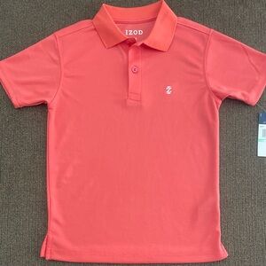 NWT Boys Izod Short Sleeve Polo Shirt Size Small 8 ~ Peachy Orange